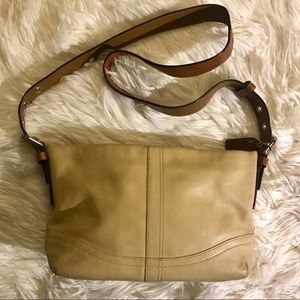 Coach Beige Leather Bag w/Adjustable Buckle Strap